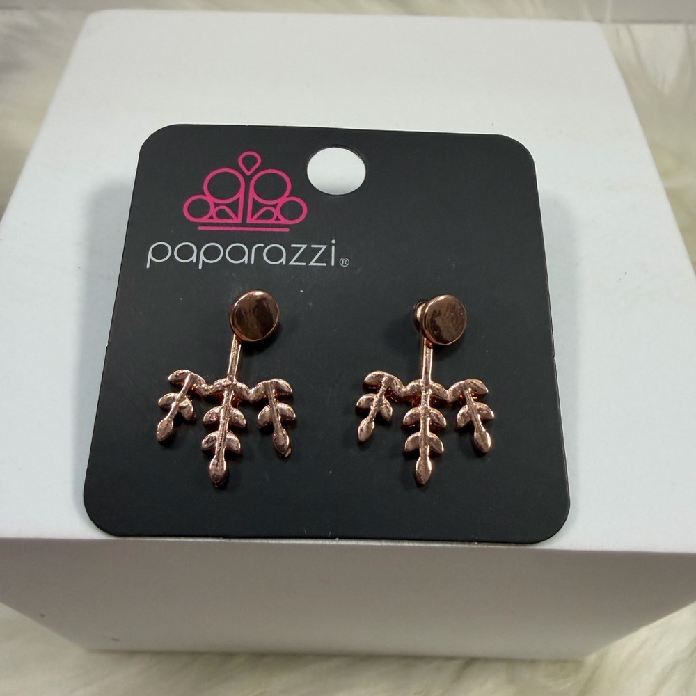 🩷5/$10🩷 Paparazzi Rose Gold Leaf Dangle Earrings